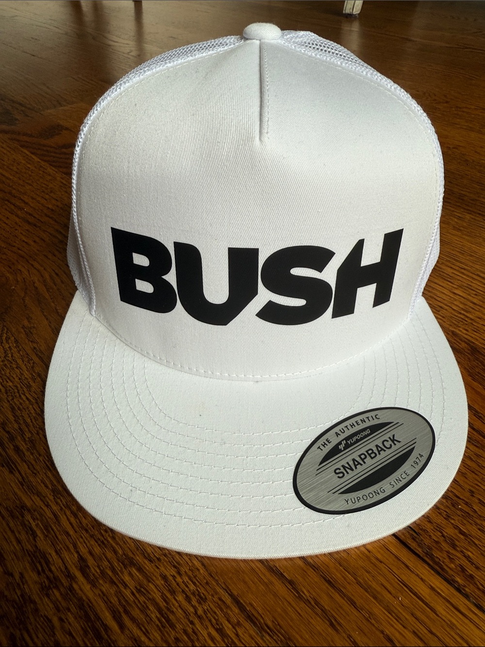 BUSH - Mesh white trucker SnapBack baseball hat NEW
